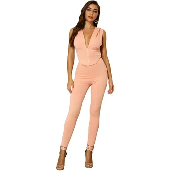 Hot Design Pink Color Two Piece Set Summer High Street Fashon Sexy Lady V Neck Sleeveless Short Tees And Drawstring Leggings
Hot Design Pink Color Two Piece Set Summer High Street Fashon Sexy Lady V Neck Sleeveless Short Tees And Drawstring Leggings