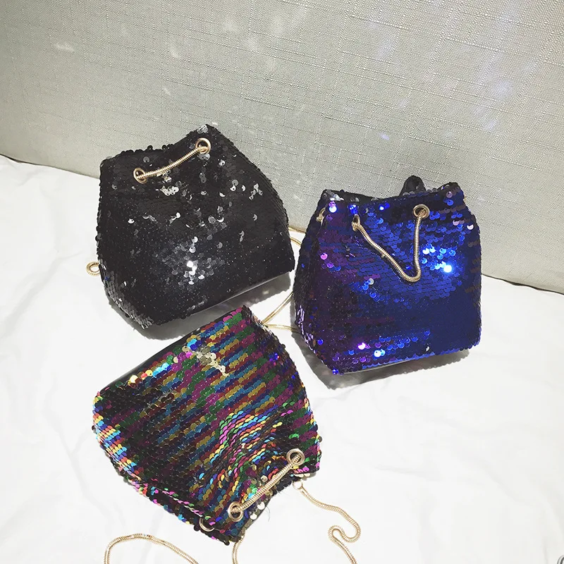 Drawstring Top Sequin Hand Bucket Bag New Style Chain Pull-belt Shoulder Bag Cool Shiny Purse Shoulder WOMEN'S Bag
Drawstring Top Sequin Hand Bucket Bag New Style Chain Pull-belt Shoulder Bag Cool Shiny Purse Shoulder WOMEN'S Bag