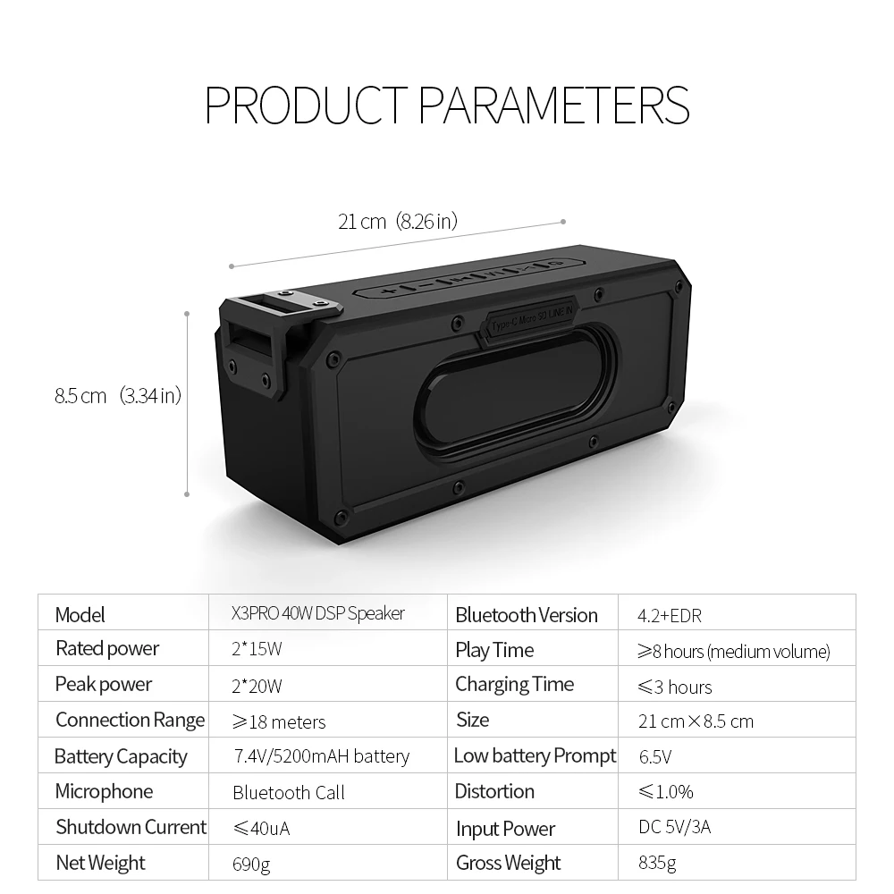 40W bluetooth 5.0 Speaker Column Portable Speaker IPX7 Waterproof Subwoofer with 360 Stereo Sound Outdoor Speakers Boombox
40W bluetooth 5.0 Speaker Column Portable Speaker IPX7 Waterproof Subwoofer with 360 Stereo Sound Outdoor Speakers Boombox