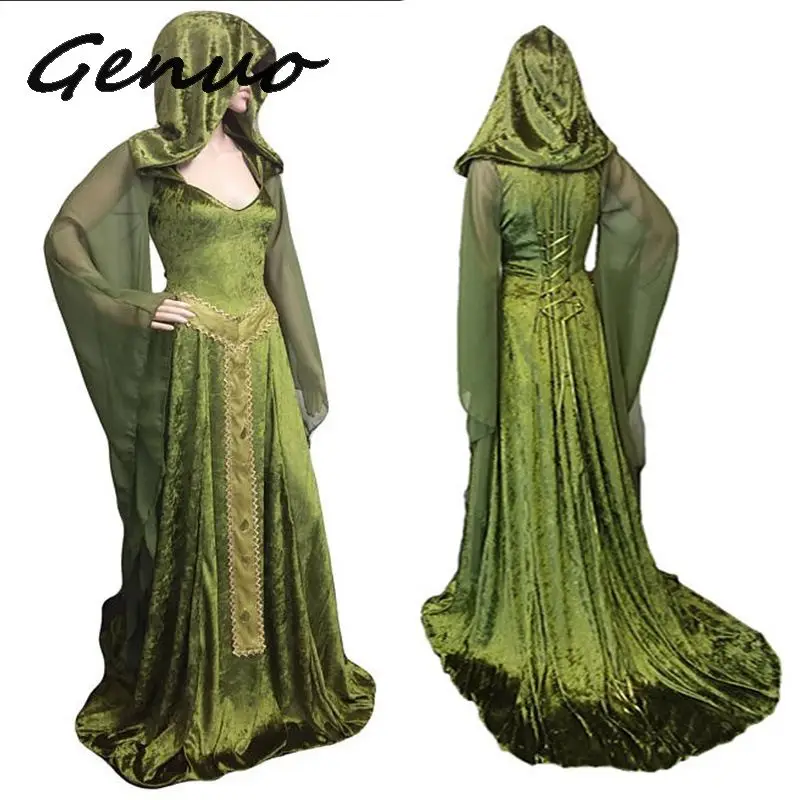 Medieval Renaissance Maxi Train Dress Adult Women Halloween Devil Pagan Witch Wedding Costume Hooded Gown Robe For Ladies Green
Medieval Renaissance Maxi Train Dress Adult Women Halloween Devil Pagan Witch Wedding Costume Hooded Gown Robe For Ladies Green