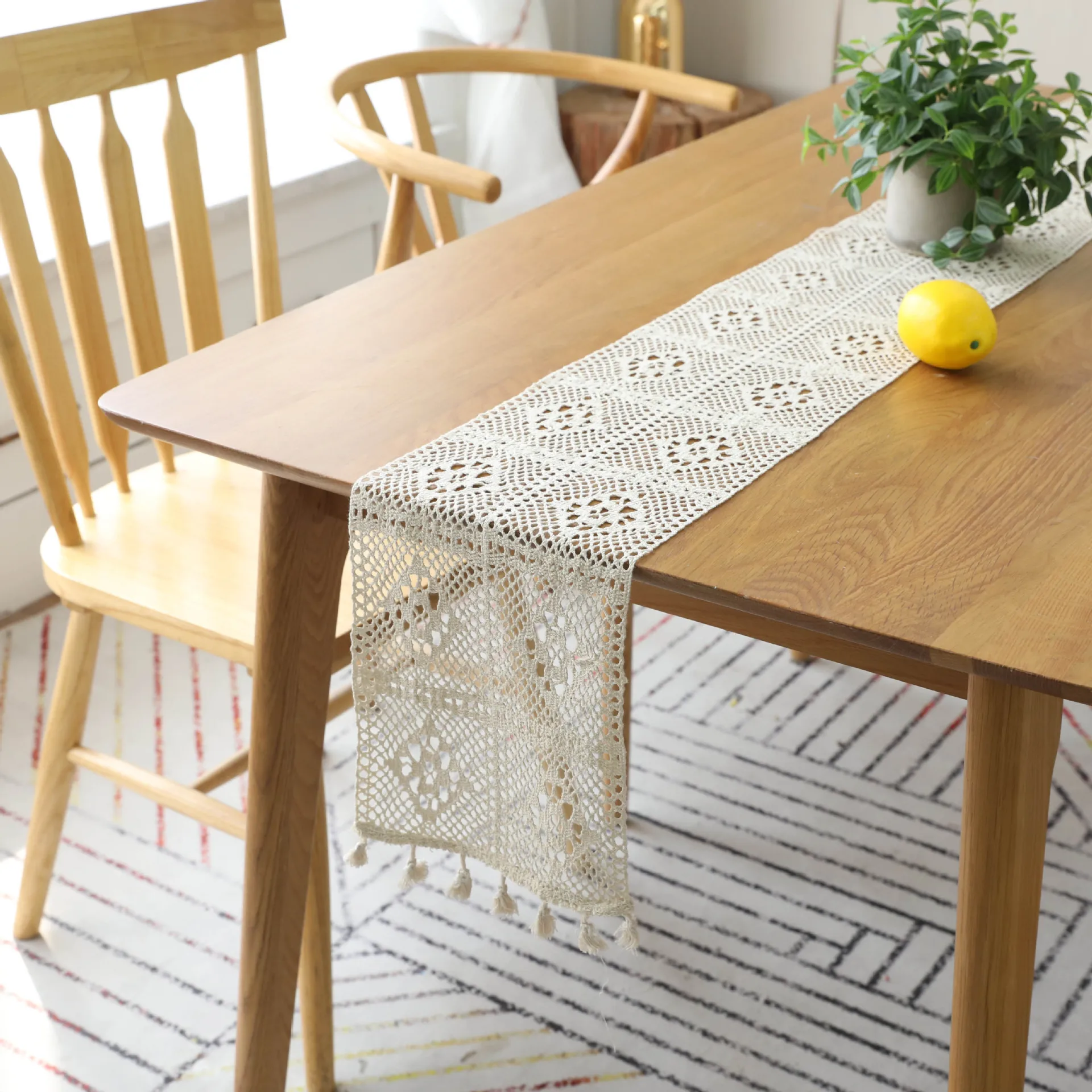 Handmade Crocheted Table Runner Lace Hollow Polyester Cotton Tassel Lace Place-mat Table Cabinet Covering Cloth
Handmade Crocheted Table Runner Lace Hollow Polyester Cotton Tassel Lace Place-mat Table Cabinet Covering Cloth