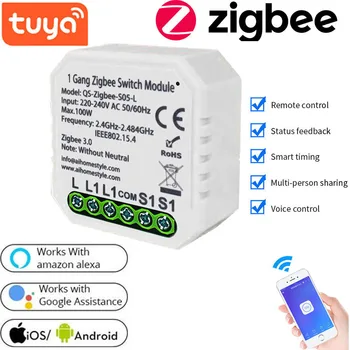 Tuya Smart Zigbee Dimmer Switch Module 1/2 Gang No Neutral 2 Way Wireless Control Works With Alexa Google 220-240V Automation
Tuya Smart Zigbee Dimmer Switch Module 1/2 Gang No Neutral 2 Way Wireless Control Works With Alexa Google 220-240V Automation
