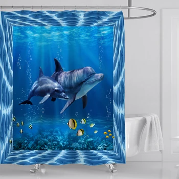 Hot Sale New Creative Digital Printing Bathroom Dolphins Shower Curtains Durable Waterproof Fabric Bath Curtain
Hot Sale New Creative Digital Printing Bathroom Dolphins Shower Curtains Durable Waterproof Fabric Bath Curtain