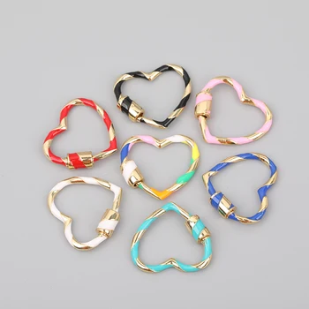10pcs/Lot 25mm Rainbow Enamel Heart Shape Screw Clasps Lock Carabiner Connector Clasps For DIY Jewelry Findings YLDZ-18ABAJ
10pcs/Lot 25mm Rainbow Enamel Heart Shape Screw Clasps Lock Carabiner Connector Clasps For DIY Jewelry Findings YLDZ-18ABAJ
