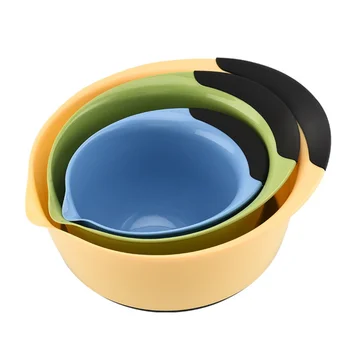 3Pcs Multifunctional Plastic Mixing Bowls Vegetable Bowls Practical Snack Plate for Home Kitchen
3Pcs Multifunctional Plastic Mixing Bowls Vegetable Bowls Practical Snack Plate for Home Kitchen