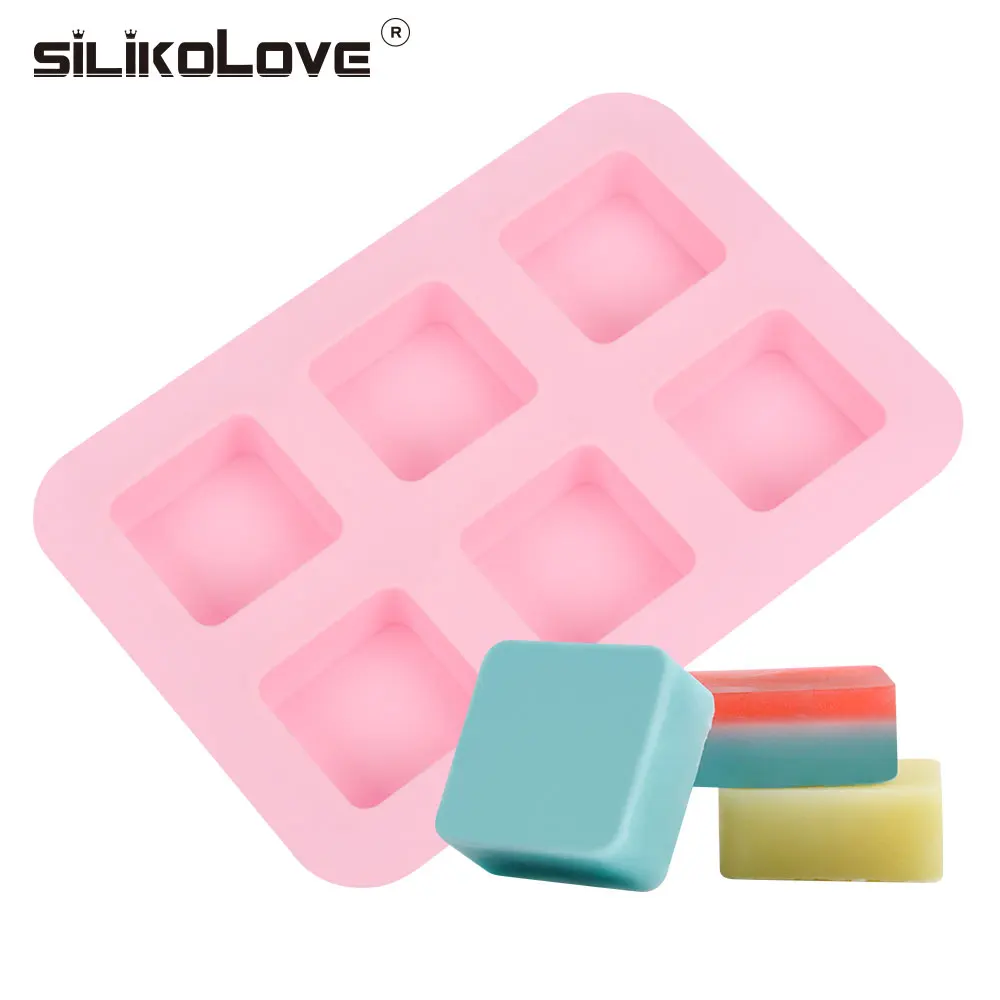 Силиконовая форма для мыла SILIKOLOVE 6 полостей 3D квадратная ручной работы