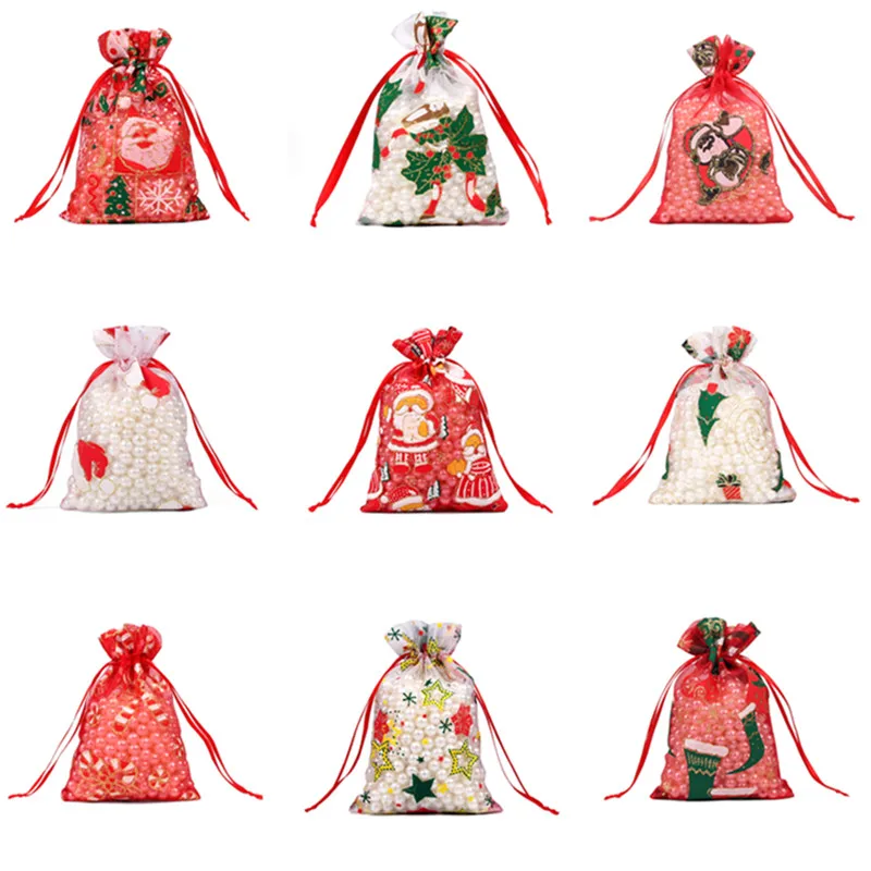 50/100pcs 10X15 13X18cm Colored red white Christmas Organza Bag Gauze Element Jewelry Bags Packing Drawable Organza Gift Bags 55 
50/100pcs 10X15 13X18cm Colored red white Christmas Organza Bag Gauze Element Jewelry Bags Packing Drawable Organza Gift Bags 55