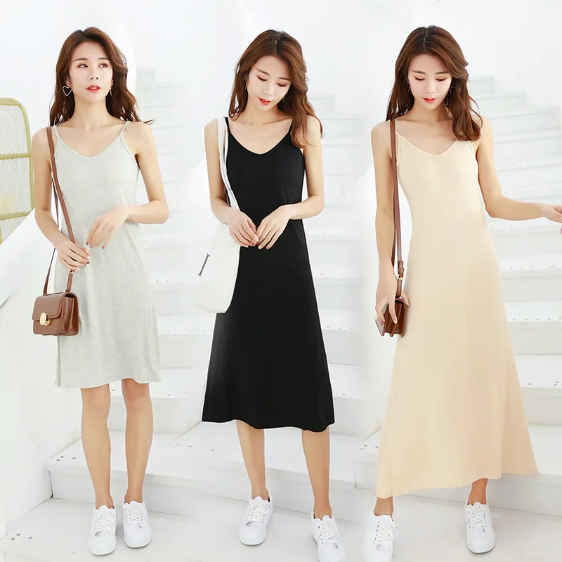 2019 Summer New Style Bit Cotton Dress Women's Large Size Loose-Fit Slimming Mid-length Solid Color Camisole Underwear Slip Dres 
2019 Summer New Style Bit Cotton Dress Women's Large Size Loose-Fit Slimming Mid-length Solid Color Camisole Underwear Slip Dres