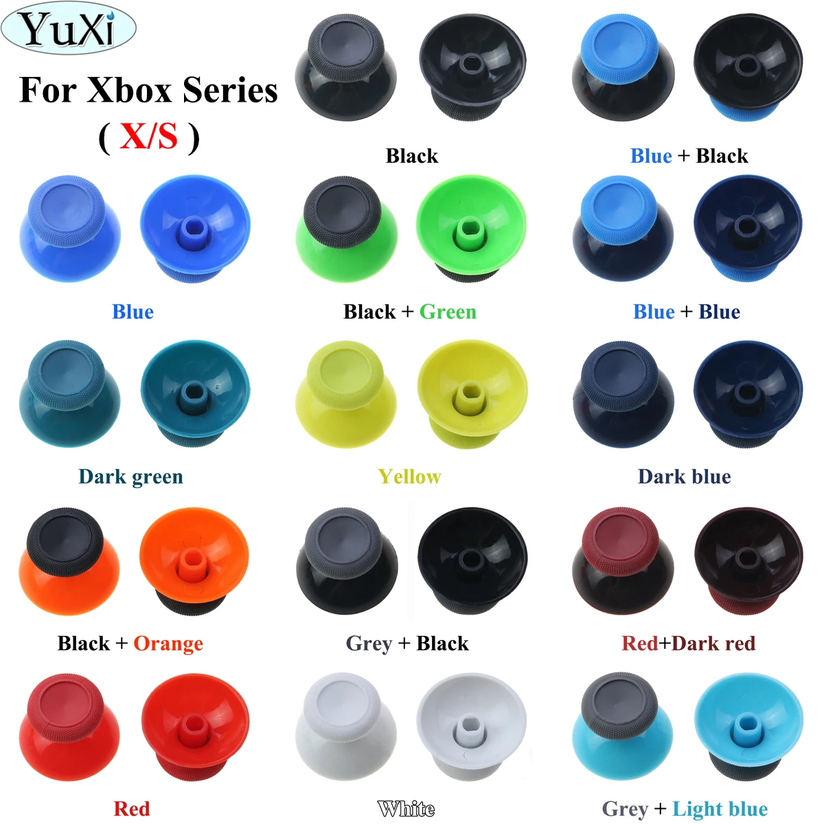 

YuXi 2pcs 3D Analog Thumb Sticks for XBox One Series X S XSS XSX Controller Analogue Thumbsticks Caps Mushroom Grips Cover