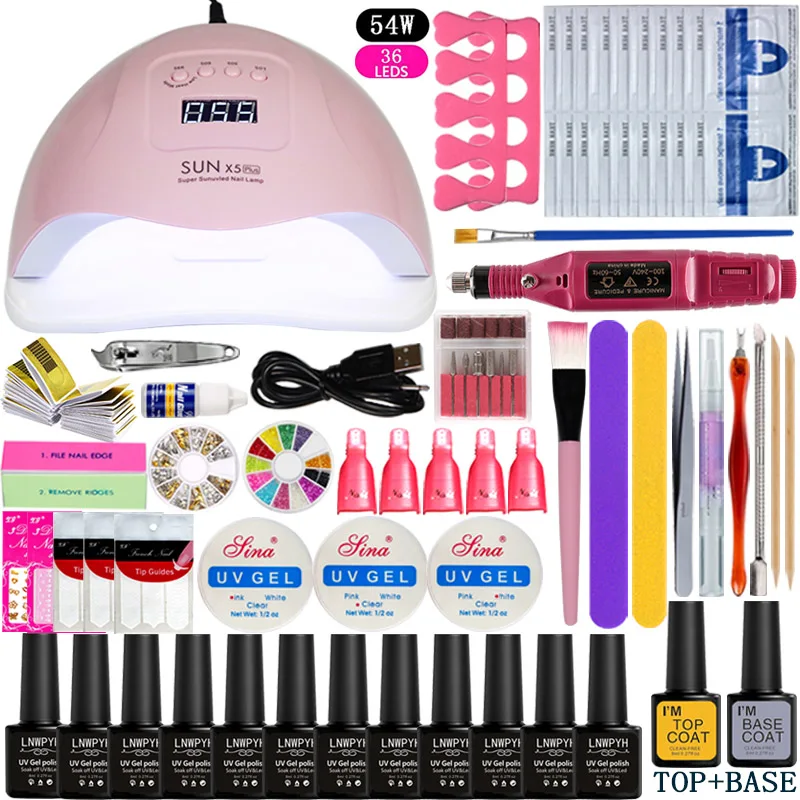 12 Color Gel Nail Polish Varnish Extension Kit with 36w/48w/54w Led Uv Nail Lamp Kit for Manicure Set Acrylic Nails Art Tools
12 Color Gel Nail Polish Varnish Extension Kit with 36w/48w/54w Led Uv Nail Lamp Kit for Manicure Set Acrylic Nails Art Tools