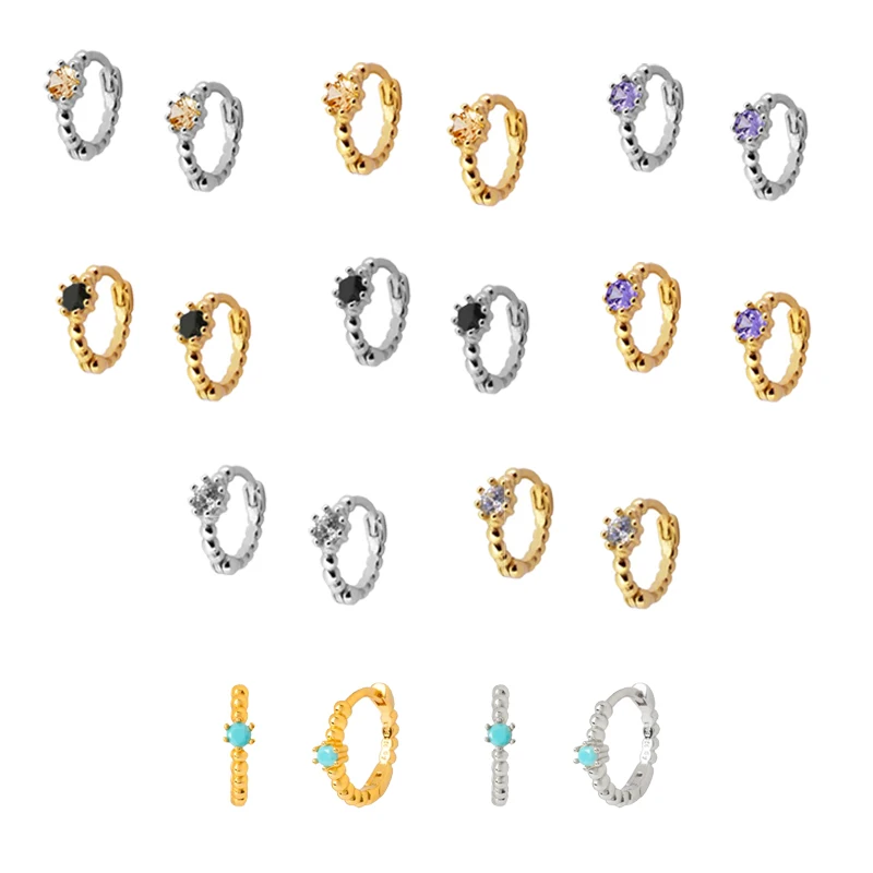 5 color 925 Sterling Silver turquoise/lavender/black/white/champagne Zircon Small Hoop Earrings for Women Gold Silver Earings
5 color 925 Sterling Silver turquoise/lavender/black/white/champagne Zircon Small Hoop Earrings for Women Gold Silver Earings