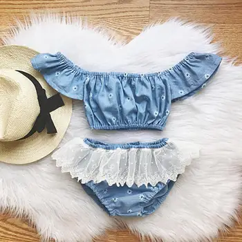 PatPat PatPat 2 Pcs Off The Shoulder Lace Trim Denim Set Elastic Waist Summer Casual Cotton Print Triangle Romper
PatPat PatPat 2 Pcs Off The Shoulder Lace Trim Denim Set Elastic Waist Summer Casual Cotton Print Triangle Romper