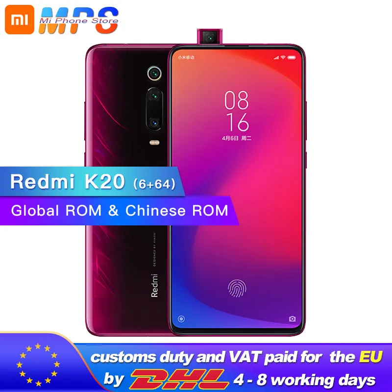 

Global Rom Xiaomi Redmi K20 6GB 64GB Smartphone Snapdragon 730 48MP Rear Camera Pop-up Front Camera 6.39" AMOLED 4000mAh