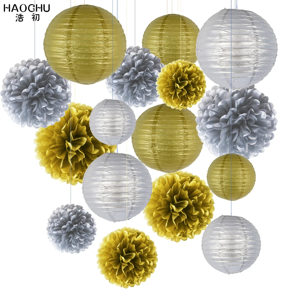 16pcs/set 6"-12" Gold Color Paper Flower Balls Pom Poms Paper Lanterns Birthday Party Wedding Ornament Christmas Home Decoration
16pcs/set 6"-12" Gold Color Paper Flower Balls Pom Poms Paper Lanterns Birthday Party Wedding Ornament Christmas Home Decoration