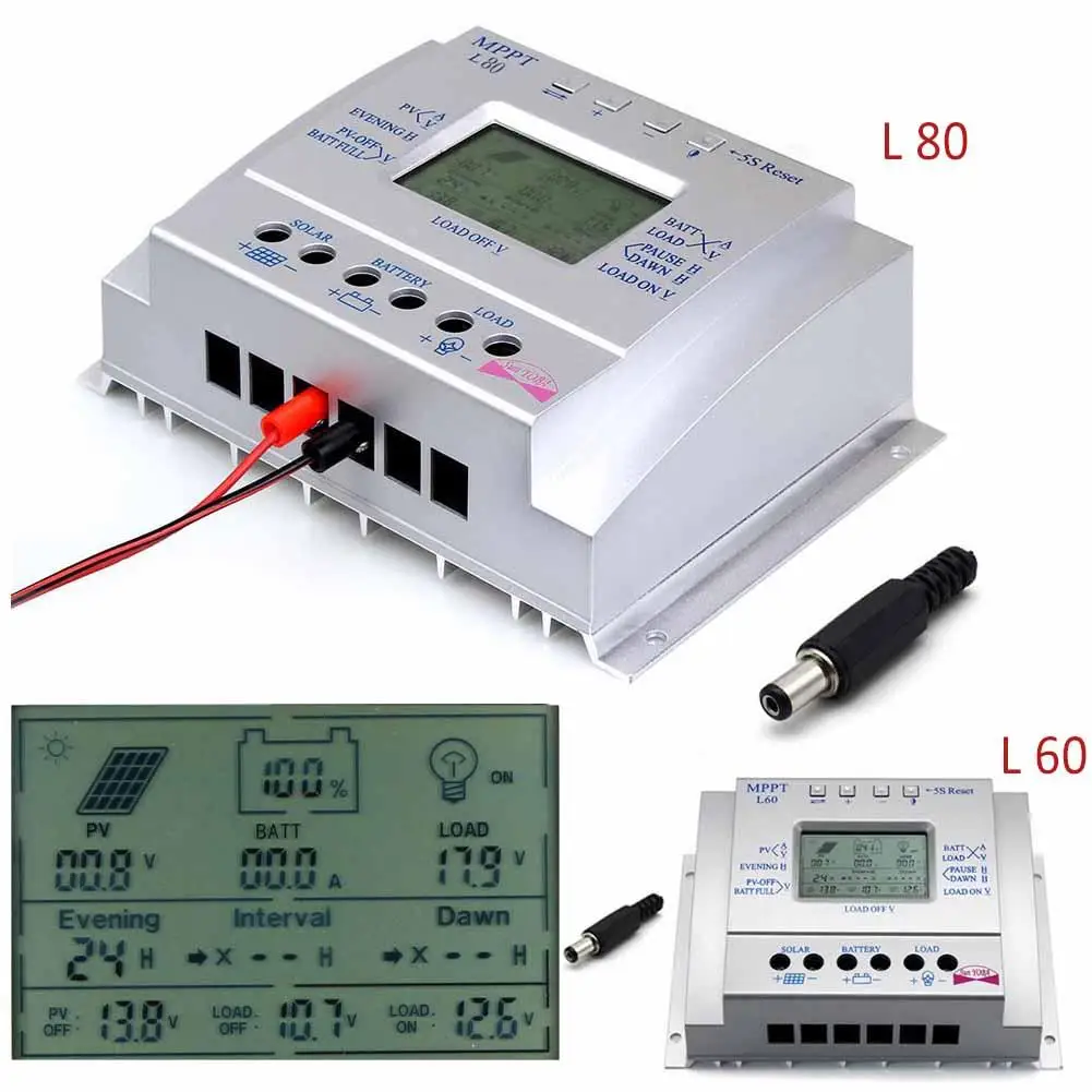 Solar Panel Regulator LCD 12V/24V MPPT 60A/80A Controller 3 Timer & USB Solar Charge Controller Mppt
Solar Panel Regulator LCD 12V/24V MPPT 60A/80A Controller 3 Timer & USB Solar Charge Controller Mppt