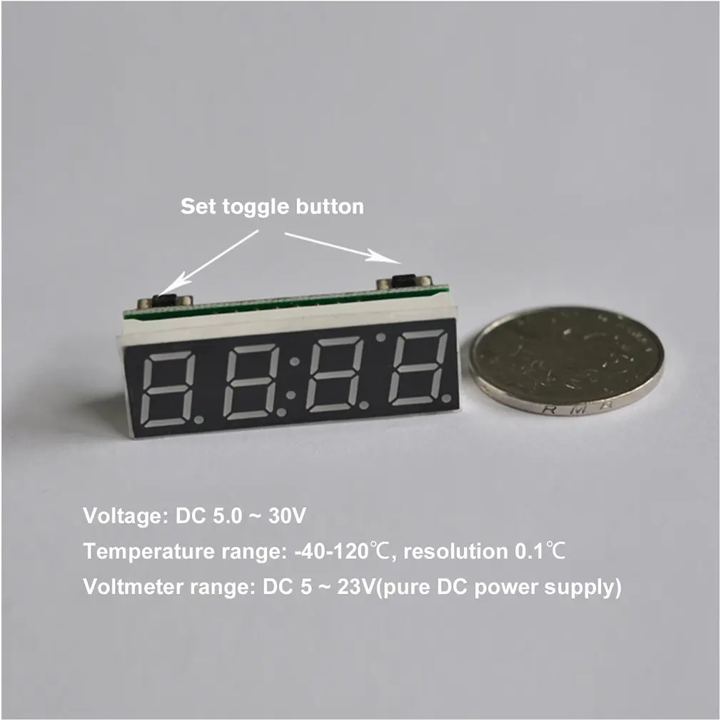 3 in 1 Digital LED Time Clock Temperature Voltage Module Mini Voltmeter Thermometer for Car Arduino Electronic DIY Hot
3 in 1 Digital LED Time Clock Temperature Voltage Module Mini Voltmeter Thermometer for Car Arduino Electronic DIY Hot