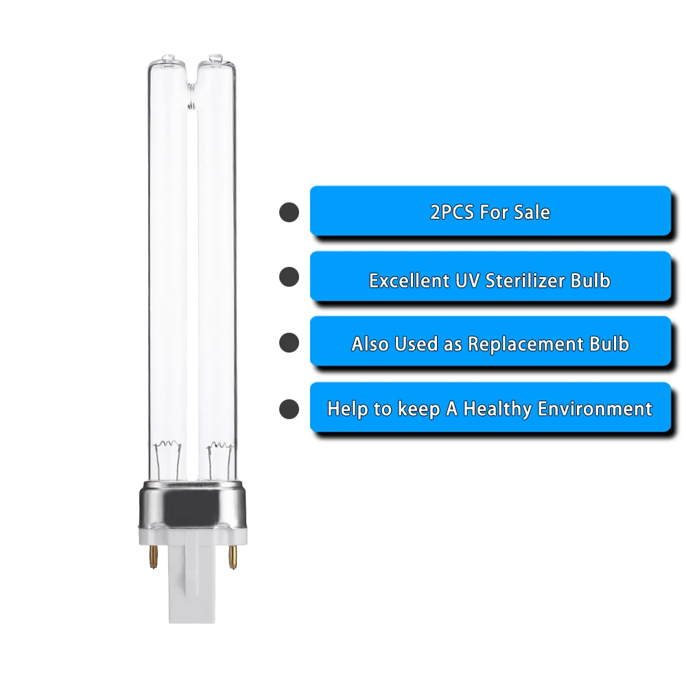 2PCS 9W G23 Base Aquarium Fish Tank UV Sterilizer Purifier Bulbs Germicidal Ultraviolet Replacement Light Bulbs
2PCS 9W G23 Base Aquarium Fish Tank UV Sterilizer Purifier Bulbs Germicidal Ultraviolet Replacement Light Bulbs