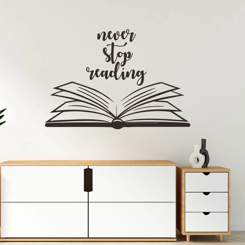 Never Stop Reading Quote Wall Sticker Vinyl Wall Decal Open Book Reading Room Library Decor Removable Murals Wallpaper
Never Stop Reading Quote Wall Sticker Vinyl Wall Decal Open Book Reading Room Library Decor Removable Murals Wallpaper