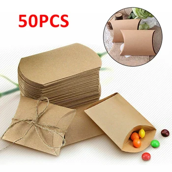 50Pcs Favor candy Boxes Kraft Pillow Craft Paper Pillow Shape Wedding Favor Gift Boxes Pie Party Box Bags 
50Pcs Favor candy Boxes Kraft Pillow Craft Paper Pillow Shape Wedding Favor Gift Boxes Pie Party Box Bags