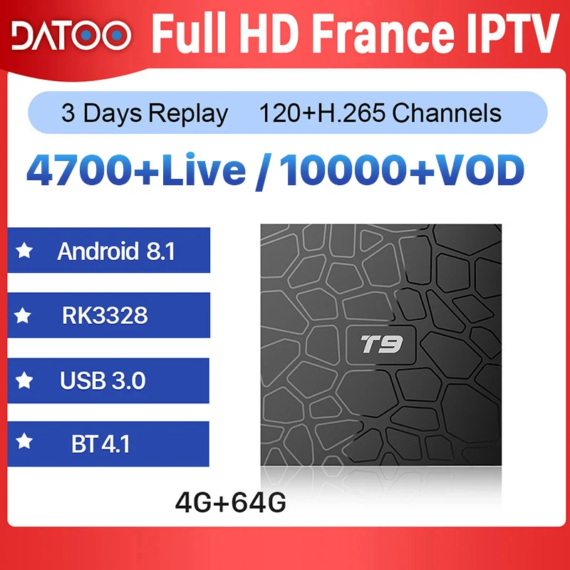 IPTV Arabic French Belgium T9 Android 8.1 Smart TV BOX RAM 4G ROM 64G 1 Year Datoo IPTV Subscription Italy Spain Sweden IP TV
IPTV Arabic French Belgium T9 Android 8.1 Smart TV BOX RAM 4G ROM 64G 1 Year Datoo IPTV Subscription Italy Spain Sweden IP TV