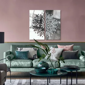 Modern Canvas Painting Black and White Block Flower Picture Mandala 2 Panel Wall Art Posters Prints Home Decor
Modern Canvas Painting Black and White Block Flower Picture Mandala 2 Panel Wall Art Posters Prints Home Decor