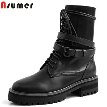 ASUMER 2020 Newest fashion cool Motorcycle Boots women genuine leather shoes zip lace up low heels platform ankle boots women 
ASUMER 2020 Newest fashion cool Motorcycle Boots women genuine leather shoes zip lace up low heels platform ankle boots women