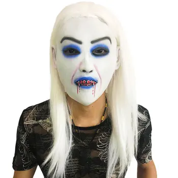 Women Girl Pullover Funny Horror White-haired Witch Mask Halloween Cosplay Costume Props 
Women Girl Pullover Funny Horror White-haired Witch Mask Halloween Cosplay Costume Props