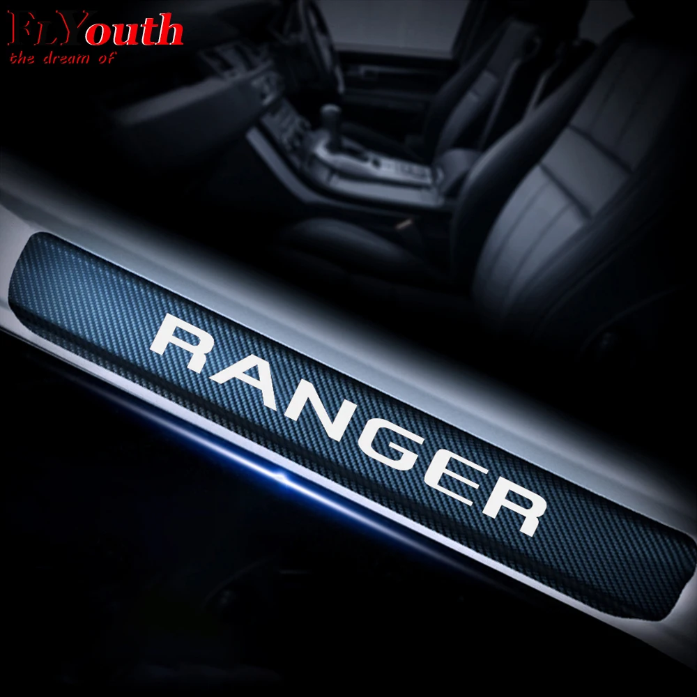 Car Sticker Door Entry Guard Sill Protector For Ford Ranger 4pcs 4D Carbon Fiber Auto Accessories | Автомобили и мотоциклы