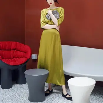 Silk women Dress Solid Color short sleeve Backless lady Long Dress 2020 Spring Summer new
Silk women Dress Solid Color short sleeve Backless lady Long Dress 2020 Spring Summer new