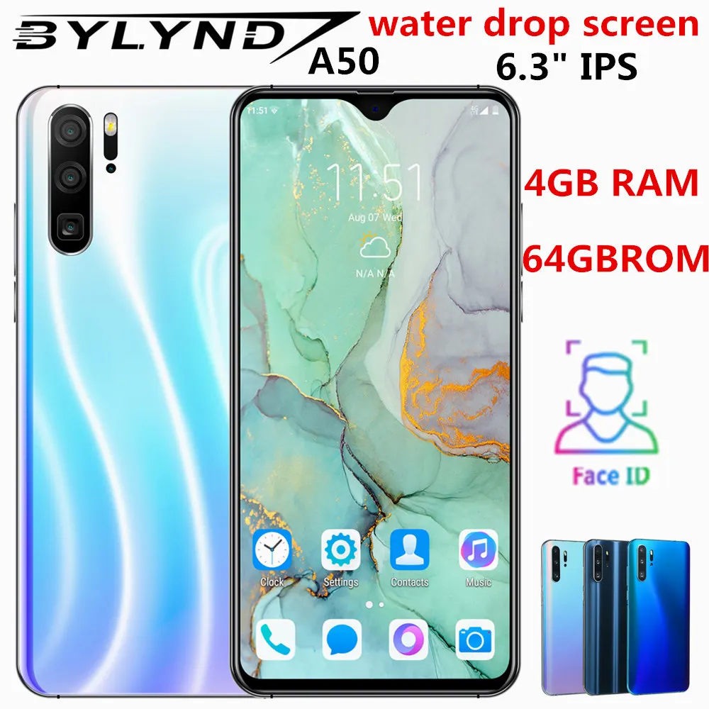 A50 water drop screen 6.3" IPS smartphones Quad core 4GRAM 64GB ROM 13MP face ID unlocked Android mobile phones Global versions
A50 water drop screen 6.3" IPS smartphones Quad core 4GRAM 64GB ROM 13MP face ID unlocked Android mobile phones Global versions