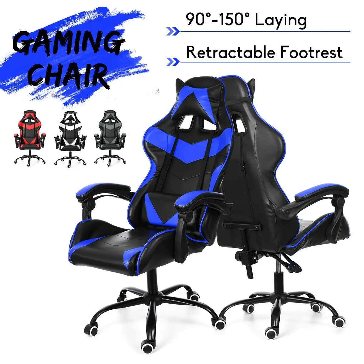 Office Chair Ergonomic Reclining Armchair Computer Gaming Chair Leather Gamer Chair Office Furniture Swivel Chair Footrest Office Chair Ergonomic Reclining Armchair Computer Gaming Chair Leather Gamer Chair Office Furniture Swivel Chair Footrest