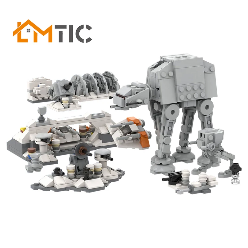 BuildMOC 44946 Звездные серии войн микро штурм на Hoth + AT & ST 567 шт. Строительные блоки Diy