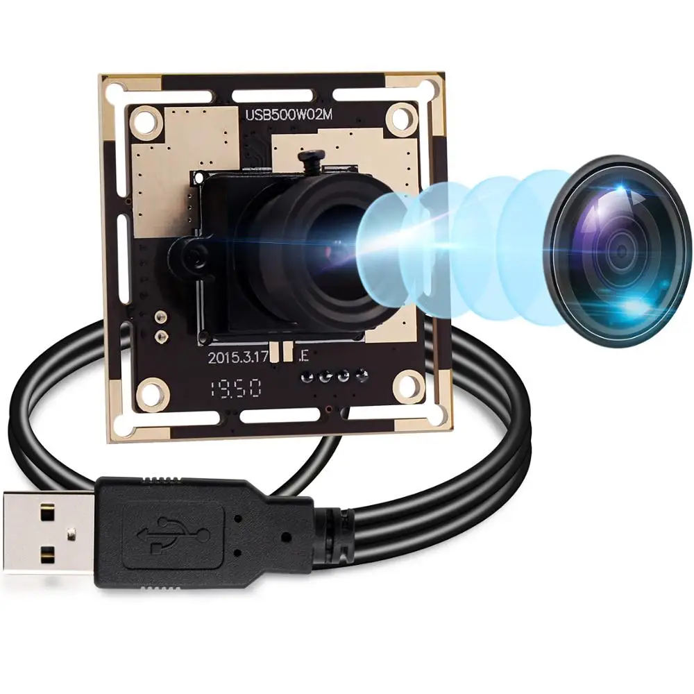 5megapixel CMOS OV5640 Webcam MJPEG 100degree no distortion lens 5MP industrial Camera Module for advertising / LED display |