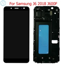 Écran tactile LCD AMOLED original avec châssis, 2018 pouces, pour Samsung Galaxy J6 5.6 J6 2018 SM-J600F J600F/DS J600FN=