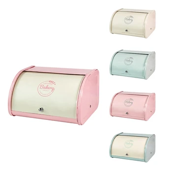 Metal Bread Box Bin Kitchen Storage Containers Home Kitchen with Roll Top Lid Store 
Metal Bread Box Bin Kitchen Storage Containers Home Kitchen with Roll Top Lid Store