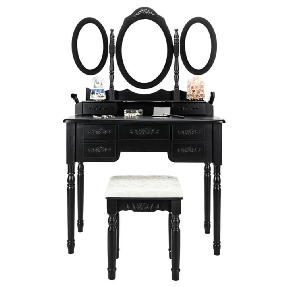 Retro Nostalgia FCH Foldable 3 Mirrors with 7 Drawers Dressing Table Black removed desk Dressing Table with table stool
Retro Nostalgia FCH Foldable 3 Mirrors with 7 Drawers Dressing Table Black removed desk Dressing Table with table stool
