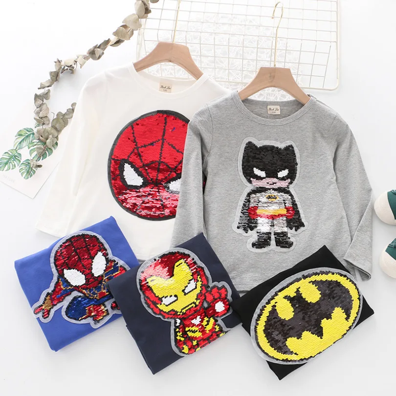 Baby Boy Cartoon Superhero Sequin T-shirt Kids Spring Autumn Captain America Batman Spiderman Ironman Long Sleeve Tee Top Change
Baby Boy Cartoon Superhero Sequin T-shirt Kids Spring Autumn Captain America Batman Spiderman Ironman Long Sleeve Tee Top Change