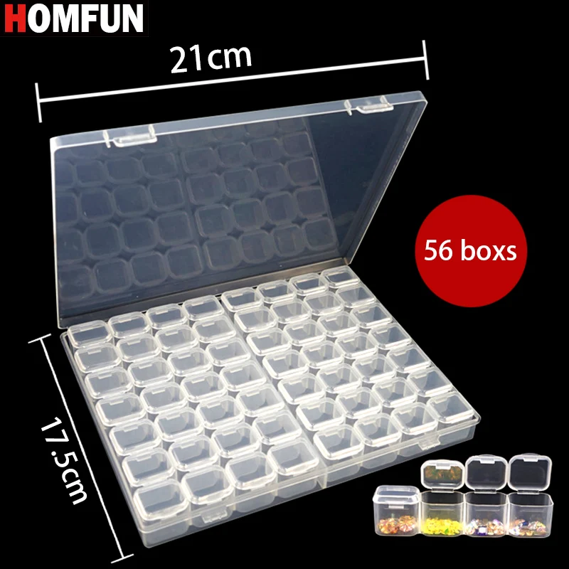 HOMFUN 28/56 слотов алмазная живопись пластиковый ящик для хранения аксессуар вышивки