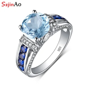 Szjinao Silver 925 Ring Gemstone Aquamarine Wedding Diamond Rings For Women Round Fine Jewelry Vintage Rings for Women Bijoux
Szjinao Silver 925 Ring Gemstone Aquamarine Wedding Diamond Rings For Women Round Fine Jewelry Vintage Rings for Women Bijoux