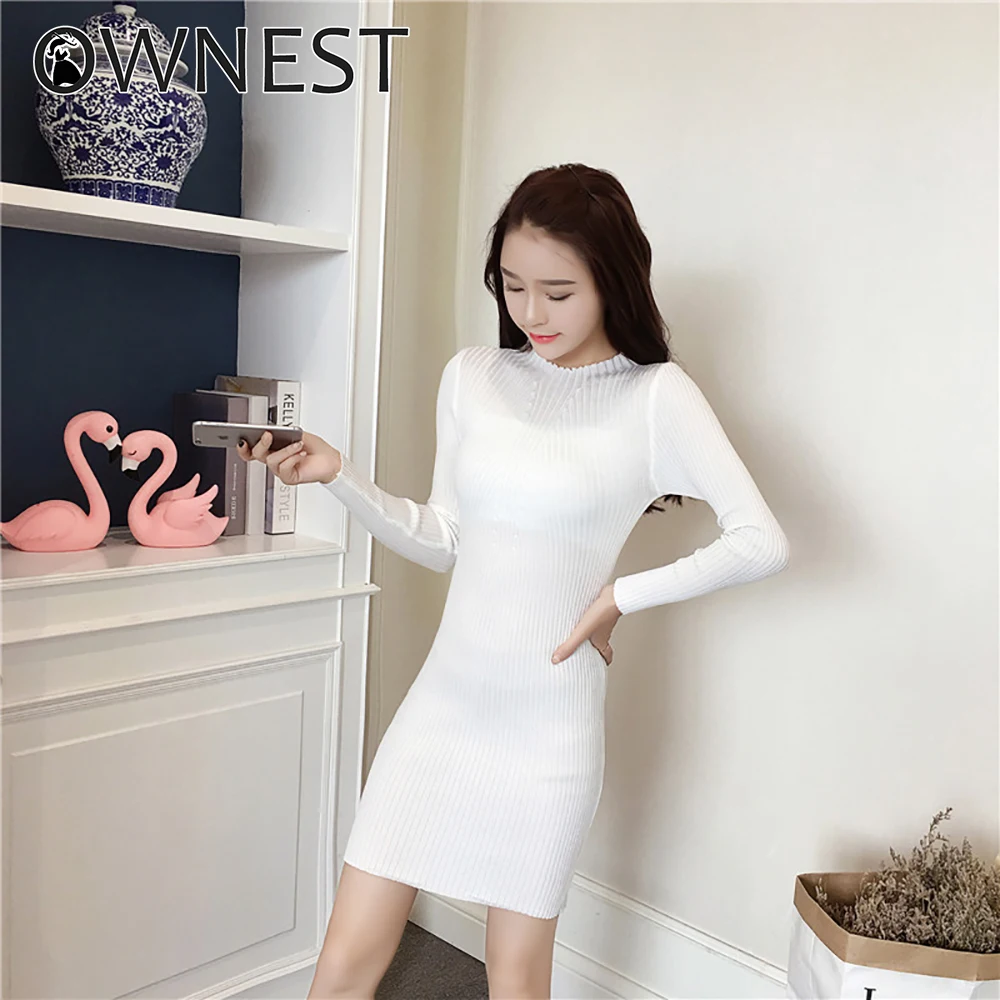 Ownest Elegant Women Autumn Winter O-Neck Wrapped Knitted Sweater Dress Solid Sheath Bodycon Long Sleeve Casual Dress 2020 New
Ownest Elegant Women Autumn Winter O-Neck Wrapped Knitted Sweater Dress Solid Sheath Bodycon Long Sleeve Casual Dress 2020 New