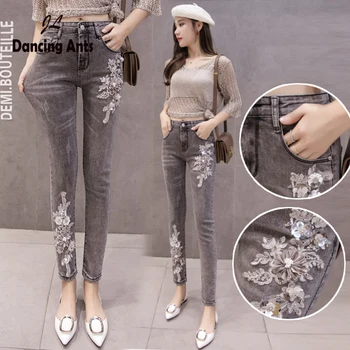 Woman Jeans High Waist Skinny Pencil Pants Korean Style Embroidery Office Lady Elastic Slim Female Ankle-length Pants 2020 New
Woman Jeans High Waist Skinny Pencil Pants Korean Style Embroidery Office Lady Elastic Slim Female Ankle-length Pants 2020 New
