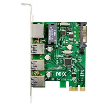 Super Speed PCI-E to 3 Ports USB 3.0 + Gigabit RJ45 Network Expansion Card USB HUB + LAN USB3.0 to Pcie Card 1000M