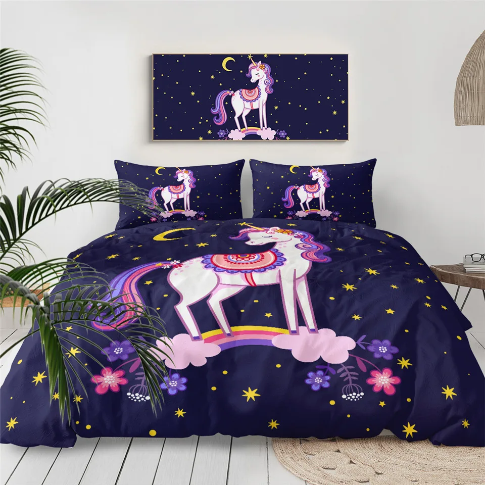 Unicorn Pink Kids Duvet Cover Bedding Set Unicorn Pink Kids Duvet Cover Bedding Set