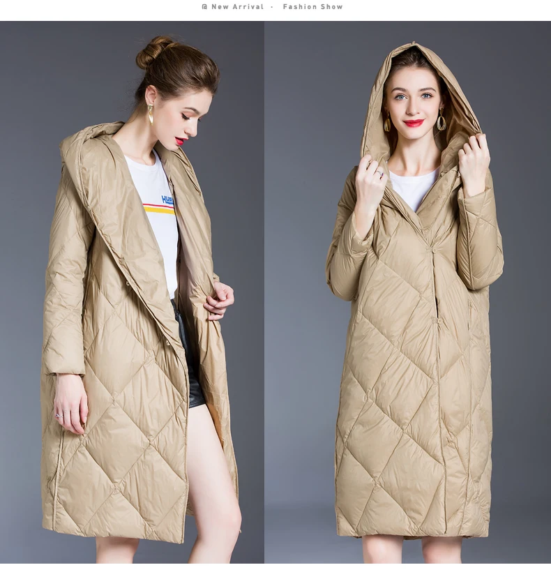 Womens Down Jacket for Women Winter 2020 Light Down Coats Long Warm Puffer Jacket Clothing Hooded Parka Female Loose outerwear