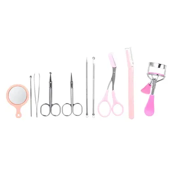 10pcs/set Eyebrow Tools Kit Tweezers Trimmer Scissors Razor Eyelash Curler Mirror Earpick Acne Pin Extractor
10pcs/set Eyebrow Tools Kit Tweezers Trimmer Scissors Razor Eyelash Curler Mirror Earpick Acne Pin Extractor