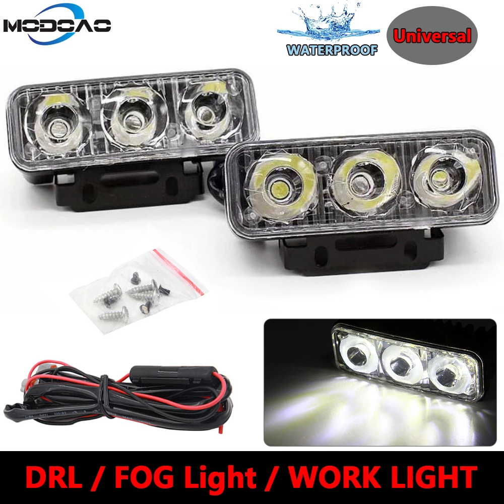 Waterproof Universal 2pcs 12V 3LED/6LED Car Daytime Running Lights Car-styling DRL Car Daytime Lamp Auto Fog Light 6000K White
Waterproof Universal 2pcs 12V 3LED/6LED Car Daytime Running Lights Car-styling DRL Car Daytime Lamp Auto Fog Light 6000K White