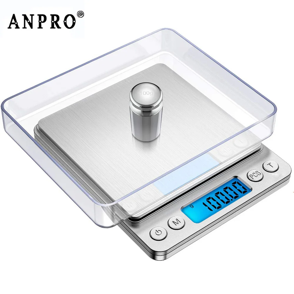 Anpro High Precision LCD Mini Kitchen Scale with Backlit Stainless Steel weight scale jewelry scale with Tare and PCS Function
Anpro High Precision LCD Mini Kitchen Scale with Backlit Stainless Steel weight scale jewelry scale with Tare and PCS Function