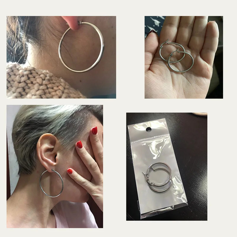 : LUXUSTEEL 1 пара нержавеющая SteelHoop серьги круг aretes Mujer круглые золотые Модные не