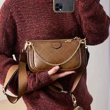 Rhombus Lattice Composite Bag Quilted Plaid Crossbody Bag Luxury Leather Messenger Bag Female 3 Pcs Wide Shoulder Strap Bags Sac 
Rhombus Lattice Composite Bag Quilted Plaid Crossbody Bag Luxury Leather Messenger Bag Female 3 Pcs Wide Shoulder Strap Bags Sac
