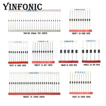 8 values 100pcs total Commonly used Diode sample kit 1N4148 4007 5819 5399 5408 5822 FR207 FR107
8 values 100pcs total Commonly used Diode sample kit 1N4148 4007 5819 5399 5408 5822 FR207 FR107